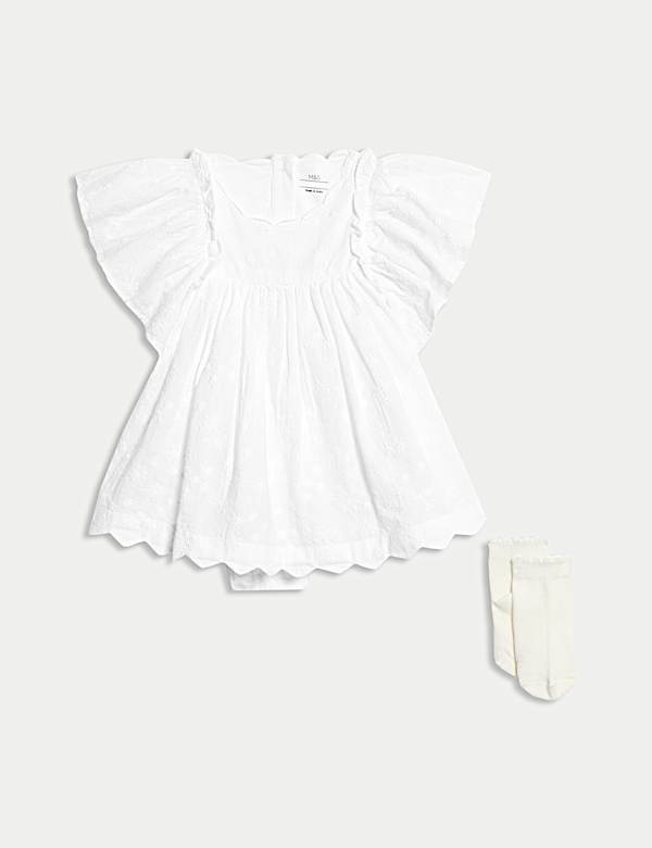 2pc Cotton Rich Broderie Dress Outfit (7lbs-1 Yrs) - VN