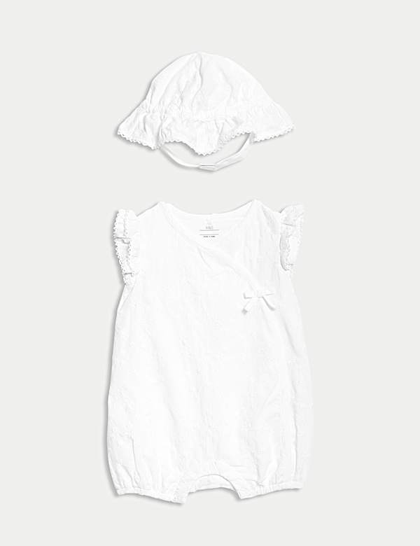 2pc Pure Cotton Romper and Hat (7lbs-12 Mths) - KG