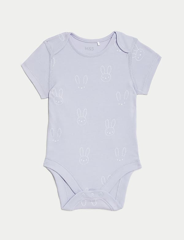 5pk Pure Cotton Bunny Bodysuits (6½lbs-3 Yrs)