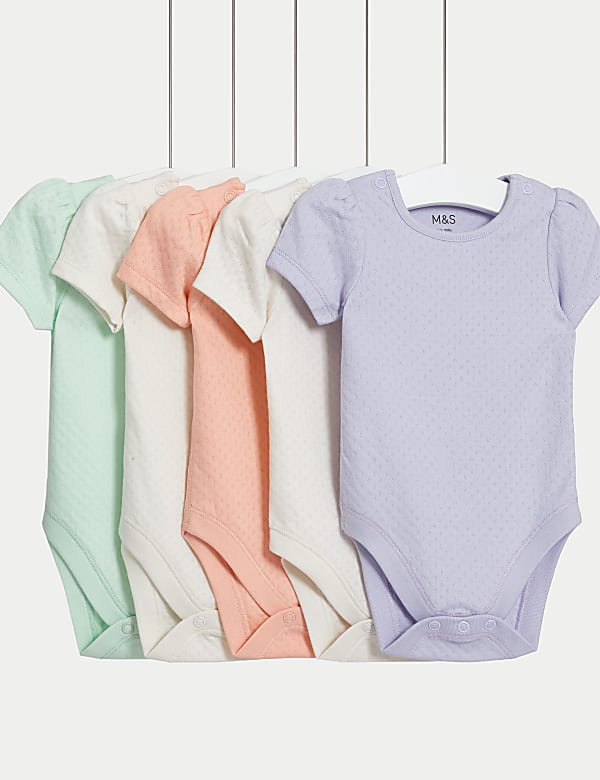 5pk Pure Cotton Pointelle Bodysuits (6½lbs-3 Yrs) - JP