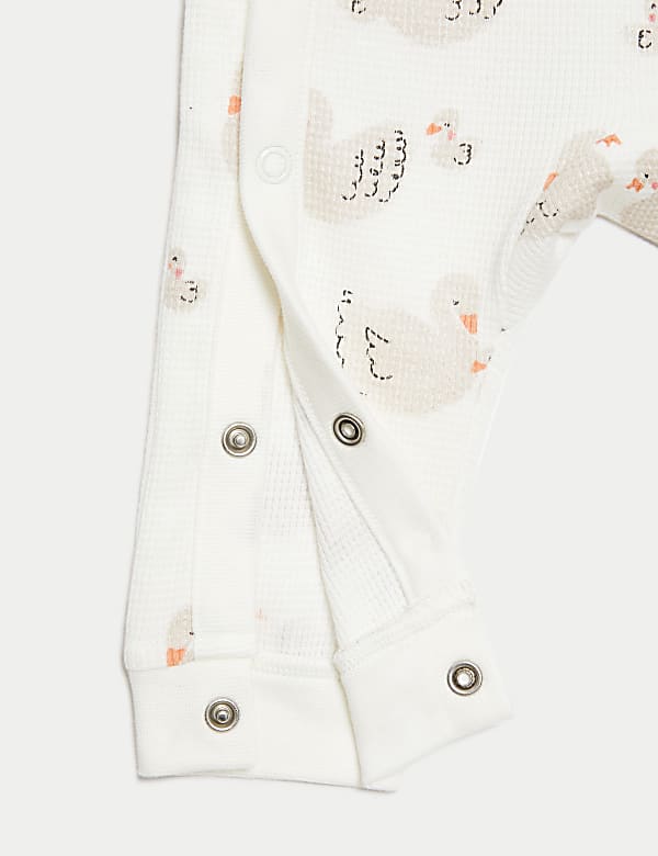 3pk Pure Cotton Swan & Spot Sleepsuits (6½lbs-3 Yrs)