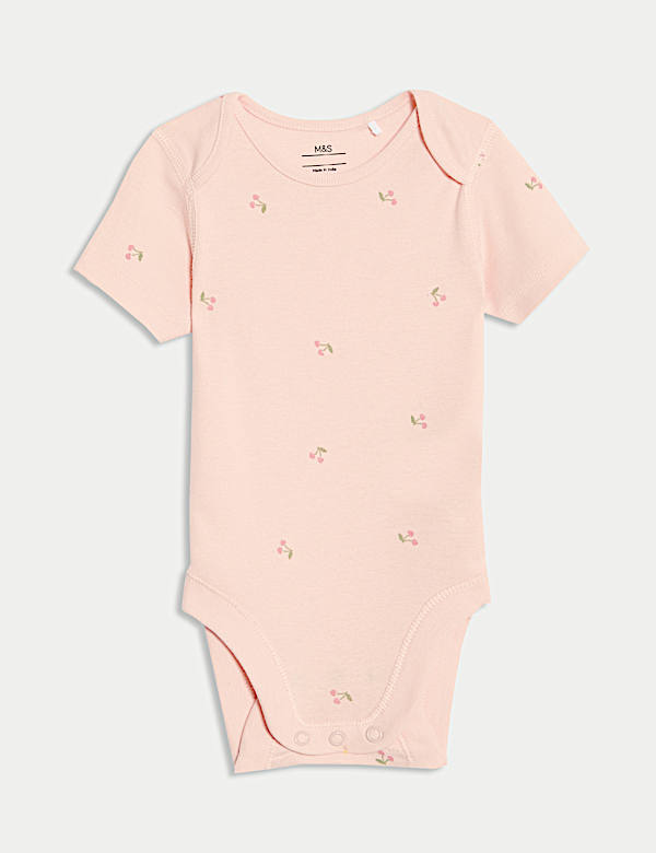 5pk Cotton Rich Cherry Print Bodysuits (6½lbs-3 Yrs)