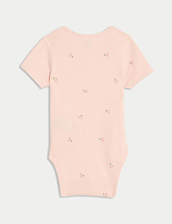 5pk Cotton Rich Cherry Print Bodysuits (6½lbs-3 Yrs)