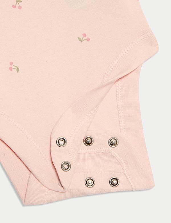 5pk Cotton Rich Cherry Print Bodysuits (6½lbs-3 Yrs)