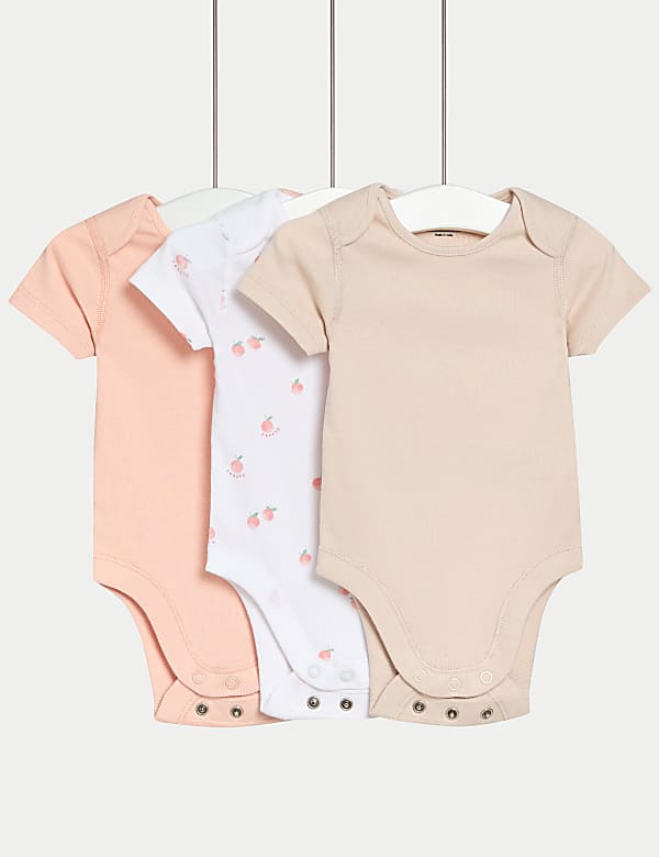 3pk Pure Cotton Peaches Bodysuits (0-3 Yrs)