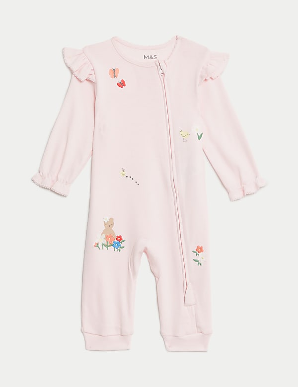 2pk Pure Cotton Teddy Sleepsuits (6½lbs-3 Yrs)