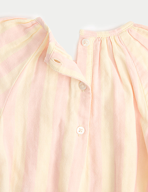 Pure Cotton Candy Stripe Woven Paddler with Hat (0-24 Mths) - FR