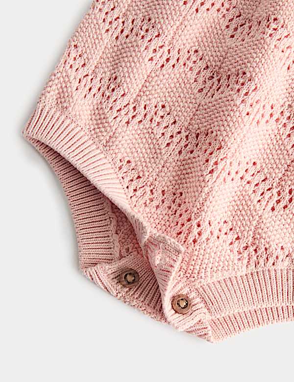 Pure Cotton Frill Knitted Romper (0-18 Mths)