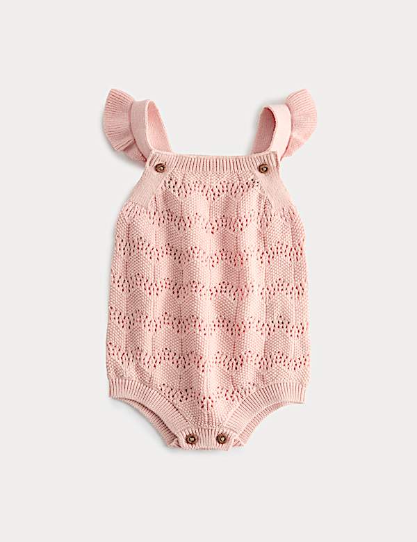 Pure Cotton Frill Knitted Romper (0-18 Mths)
