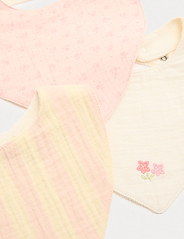 3 Pack Girls' Pure Cotton Dribble Bibs Gift Set