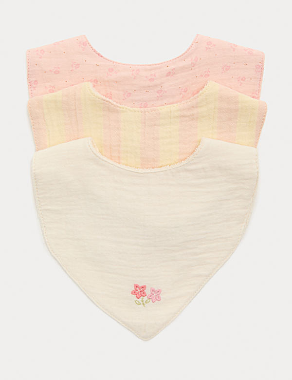 3 Pack Girls' Pure Cotton Dribble Bibs Gift Set