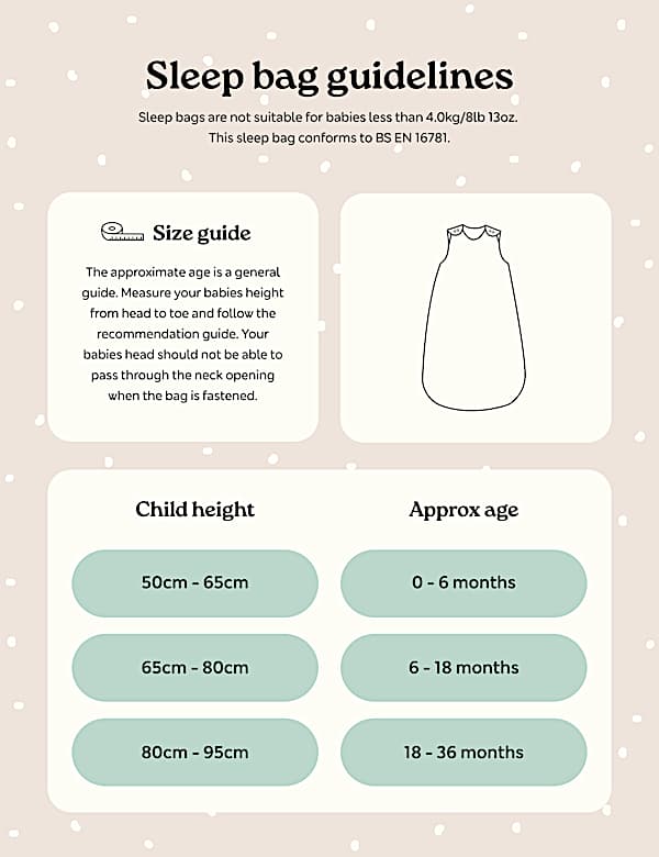 Pure Cotton 2.5 Tog Floral Sleeping Bag (0-3 Yrs) - RS