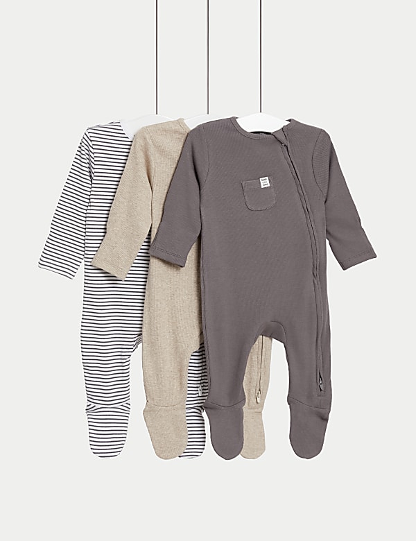 Lot de 3 dors-bien en coton uni et à rayures (jusqu’au 3 ans) - CH