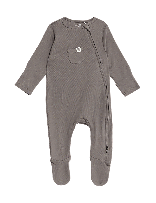 3 Pack Cotton Rich Striped & Plain Sleepsuits (0-3 Yrs)