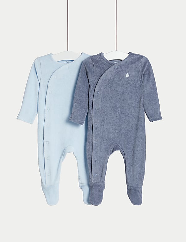 2pk Cotton Rich Sleepsuits (6½lbs-3 Yrs) - GR