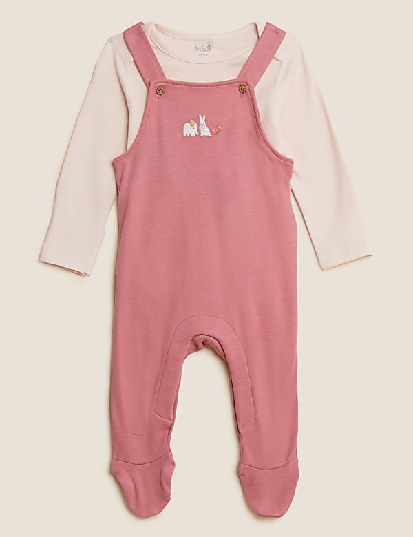 2pc Pure Cotton Dungaree Outfit (7lbs - 12 Mths) - NL