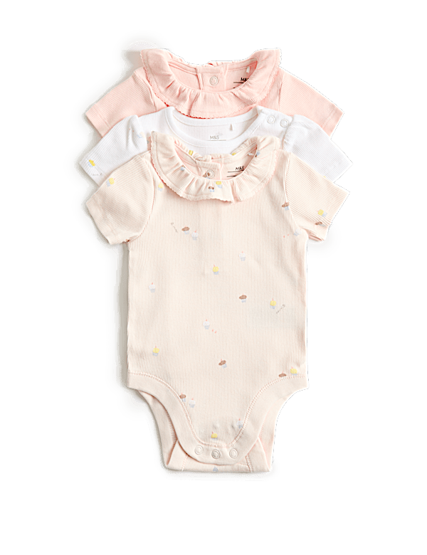 3 Pack Cotton Rich Cupcake Bodysuits (6&frac12;lbs-3 Yrs)