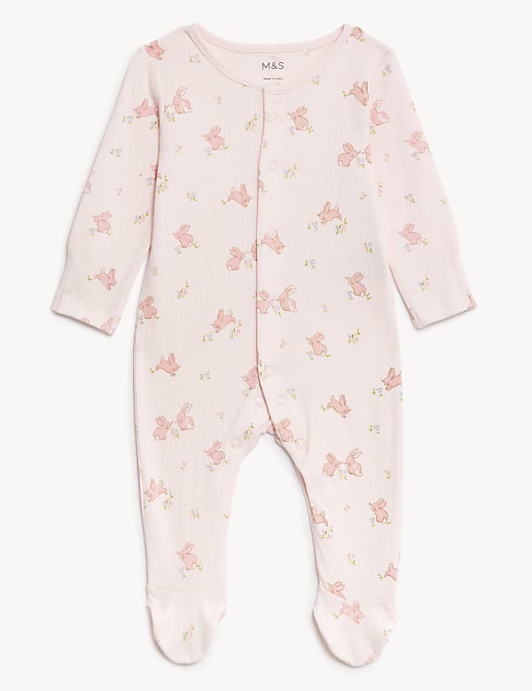 3pk Pure Cotton Bunny Sleepsuits (0-3 Yrs)