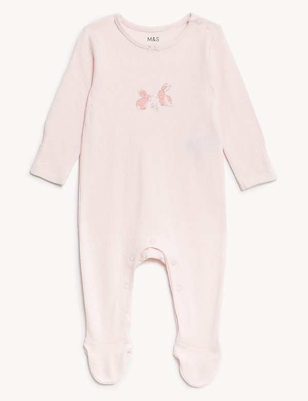 3pk Pure Cotton Bunny Sleepsuits (0-3 Yrs)
