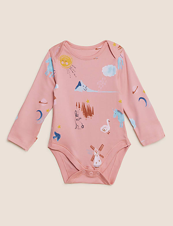 5pk Pure Cotton Patterned Bodysuits (61/2lbs - 3 Yrs)