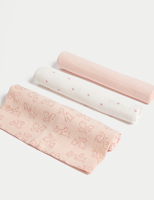3pk Pure Cotton Muslin Squares - BE