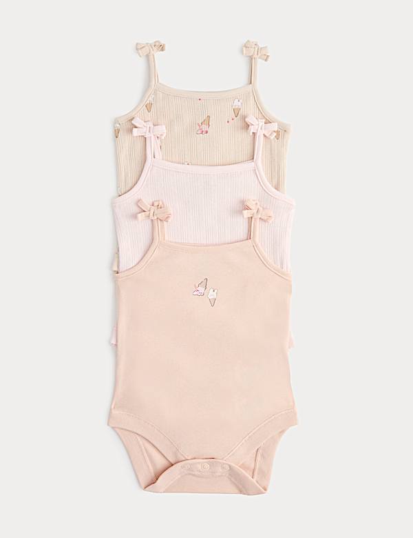 3 Pack Pure Cotton Ice Cream Bodysuits (0-36 Mths)