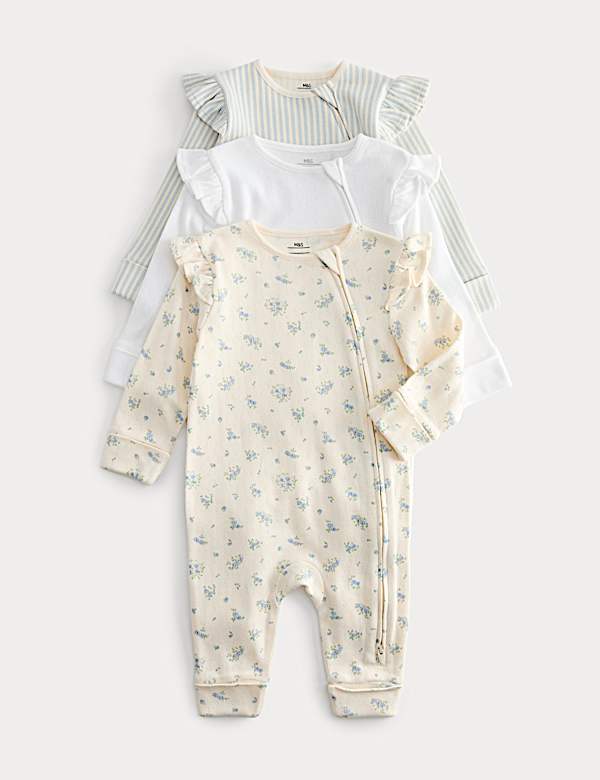 3 Pack Cotton Rich Sleepsuits (6&frac12;lbs-3 Yrs)