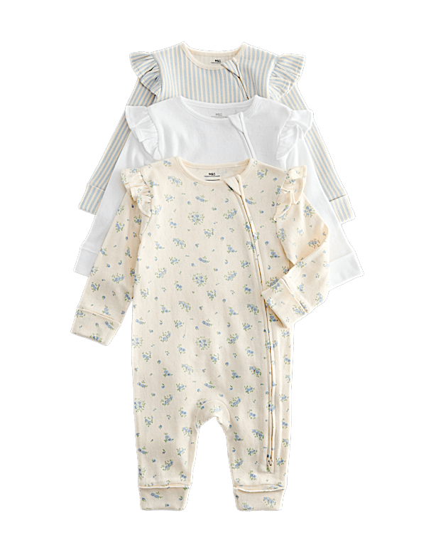 3 Pack Cotton Rich Sleepsuits (6&frac12;lbs-3 Yrs)