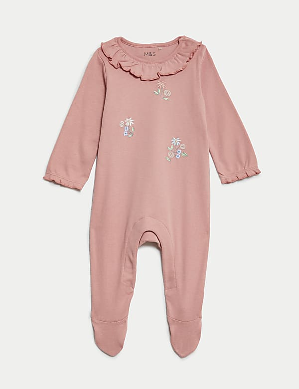 2pk Pure Cotton Floral Sleepsuits (7lbs-3 Yrs)