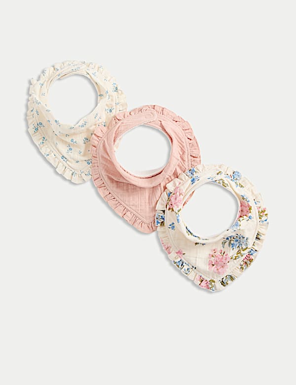3pk Cotton Rich Floral Bibs - RS