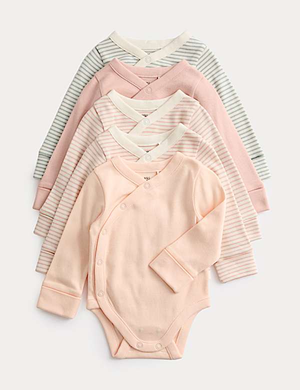 5pk Pure Cotton Striped Bodysuits (0 Mths-3 Yrs) - MX