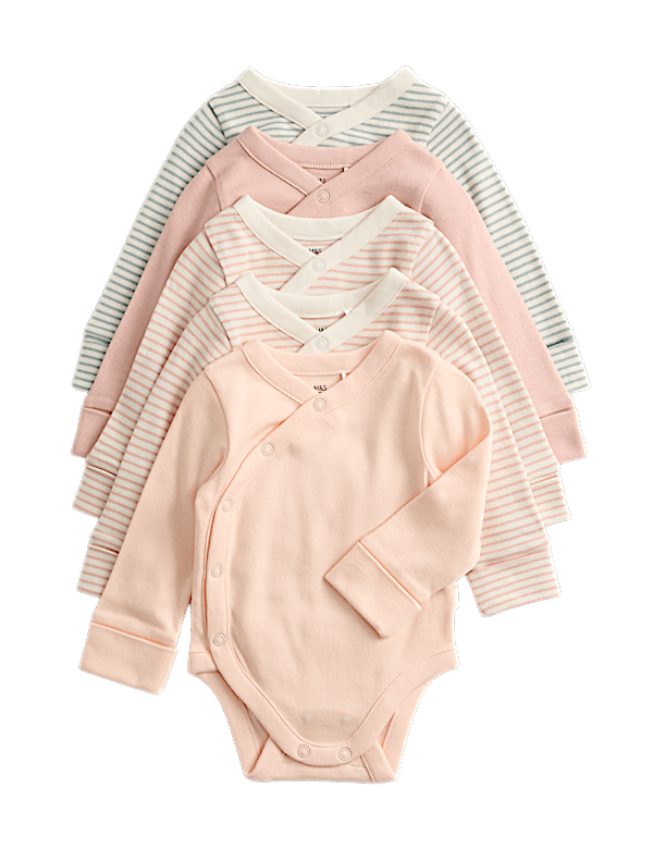 5 Pack Pure Cotton Striped Bodysuits (0 Mths-3 Yrs)