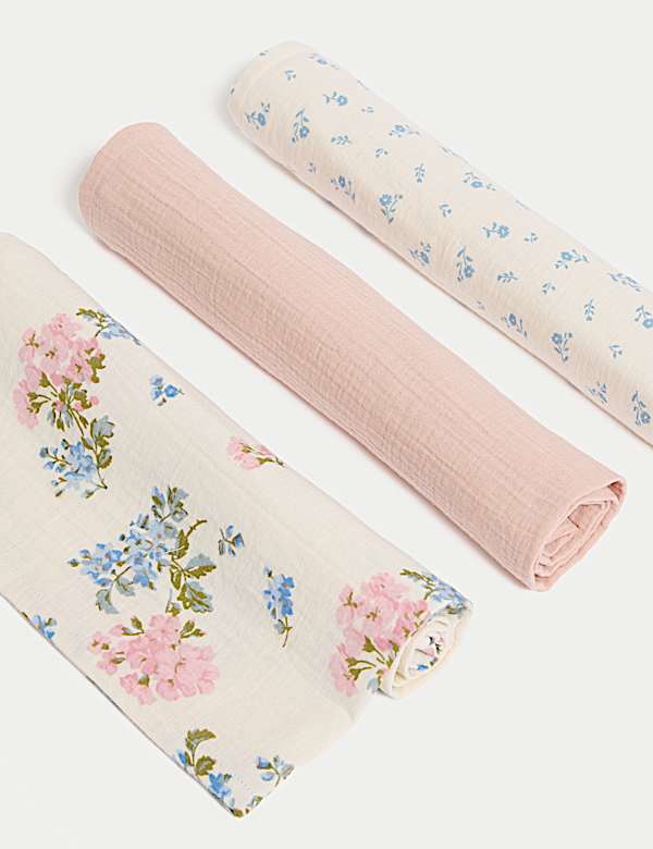 3pk Pure Cotton Floral Muslins - RS