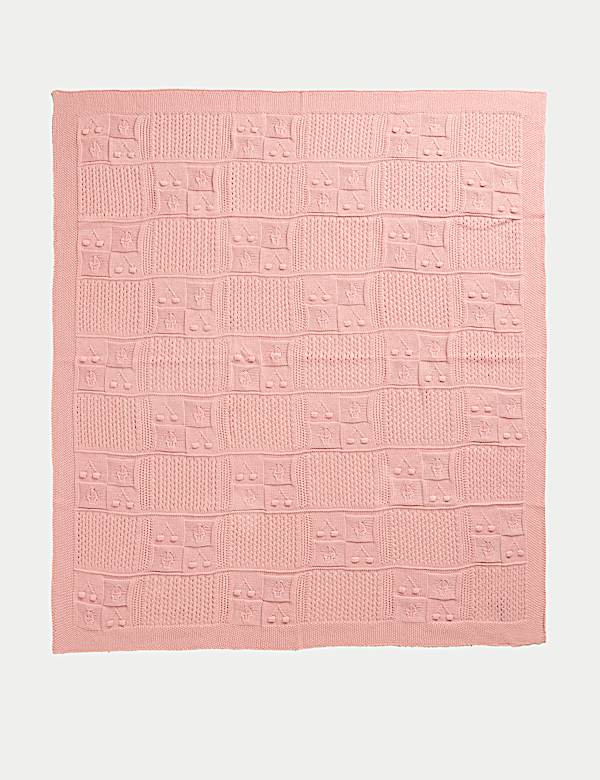 Pure Cotton Cherry Motif Cellular Shawl - US