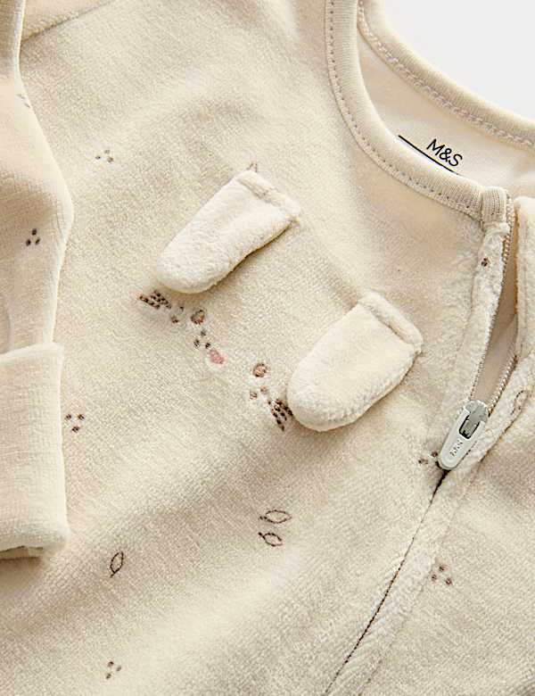 2pk Cotton Rich Velour Bunny Sleepsuits (0-3 Yrs)