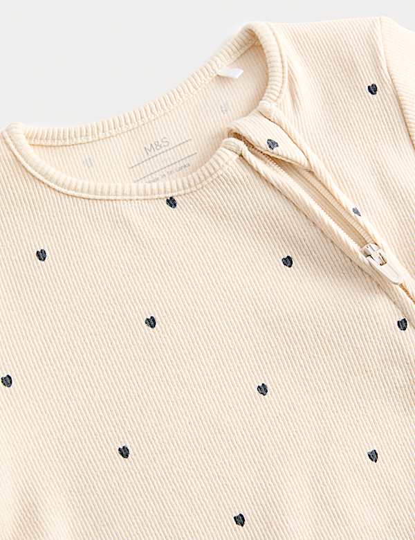 3pk Cotton Rich Heart Ribbed Sleepsuits (6½lbs-3 Yrs) - NL