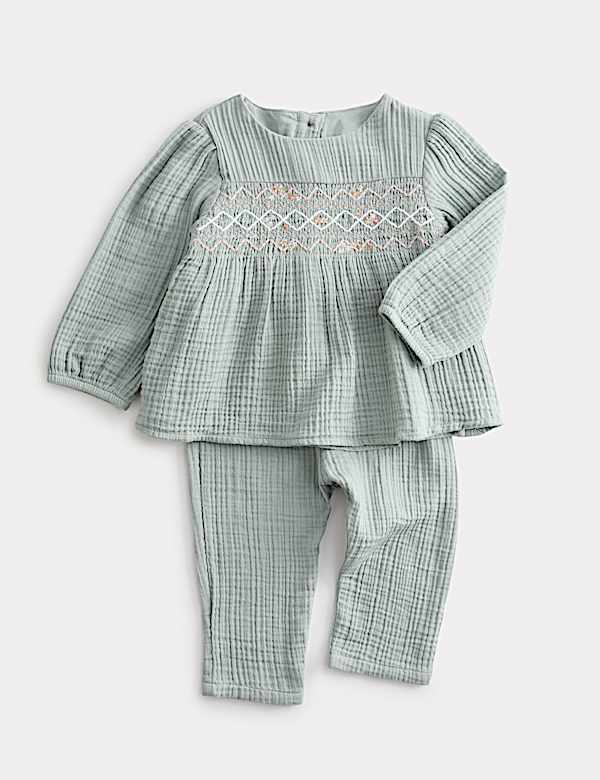 Pure Cotton Smocked Outfit (7lbs-2 Yrs) - HR