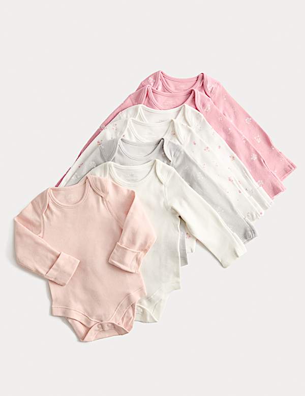 7pk Pure Cotton Floral Bodysuits (0-3 Yrs) - FI