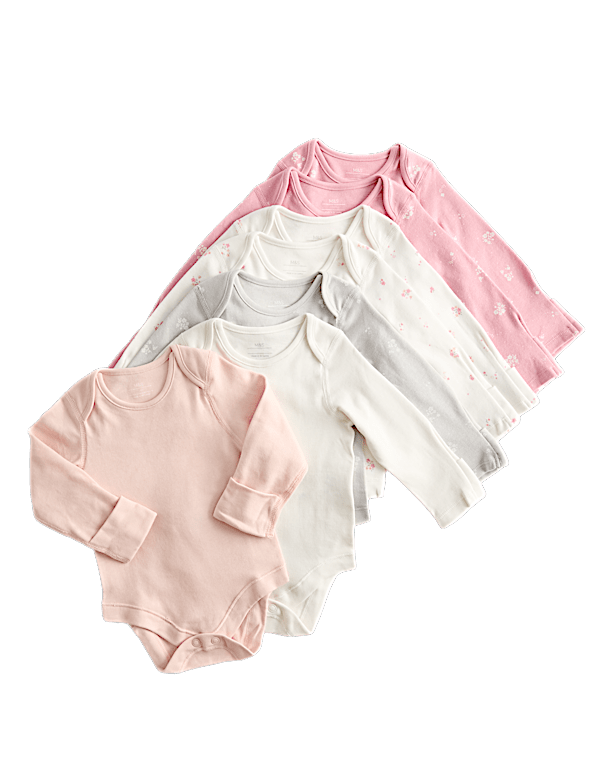 7pk Pure Cotton Floral Bodysuits (0-3 Yrs)