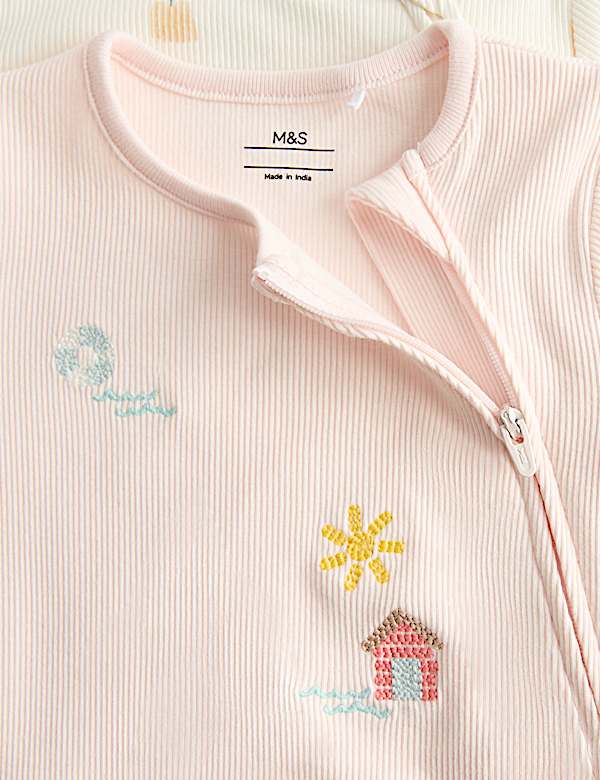 3 Pack Cotton Rich Embroidered Rompers (7lbs-3 Yrs) - FR