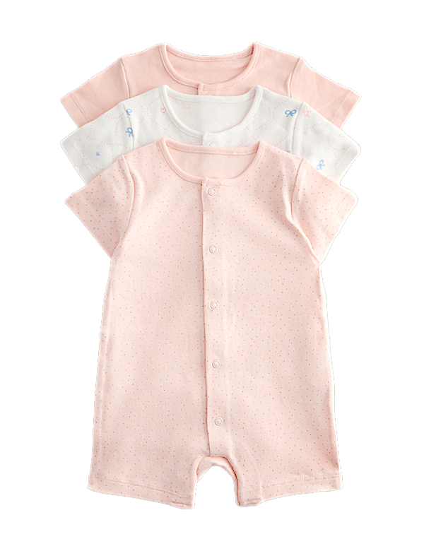 3 Pack Pure Cotton Rompers (7lbs-3 Yrs)