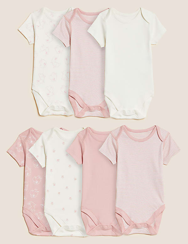 7pk Pure Cotton Bodysuits (5lbs-3 Yrs) - EE