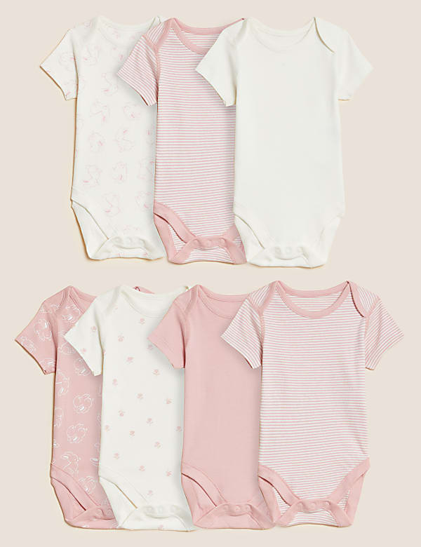 7pk Pure Cotton Bodysuits (5lbs-3 Yrs) - JE