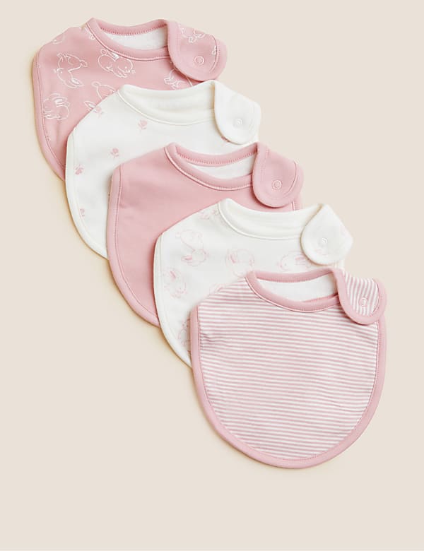 5pk Cotton Rich Printed Dribble Bibs - JP