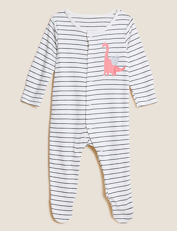 3pk Pure Cotton Dinosaur Sleepsuits (61/2lbs - 3 Yrs)