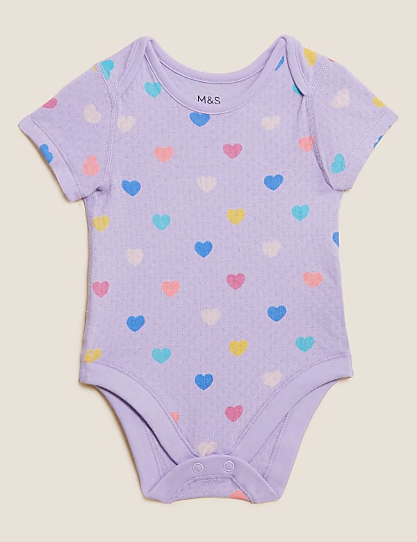 3pk Pure Cotton Heart Bodysuits (6½lbs - 3 Yrs)
