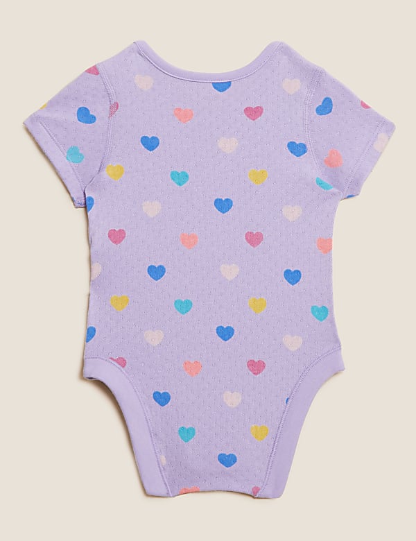 3pk Pure Cotton Heart Bodysuits (6½lbs - 3 Yrs)