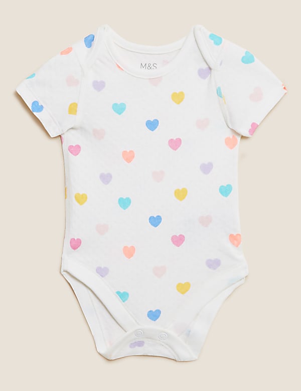 3pk Pure Cotton Heart Bodysuits (6½lbs - 3 Yrs)