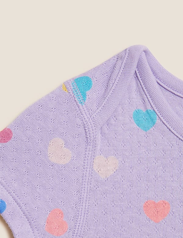 3pk Pure Cotton Heart Bodysuits (6½lbs - 3 Yrs)