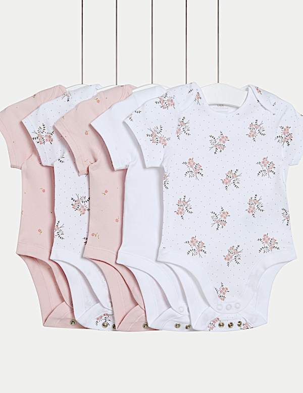 5pk Pure Cotton Grow with Me Bodysuits (0-3 Yrs) - VN